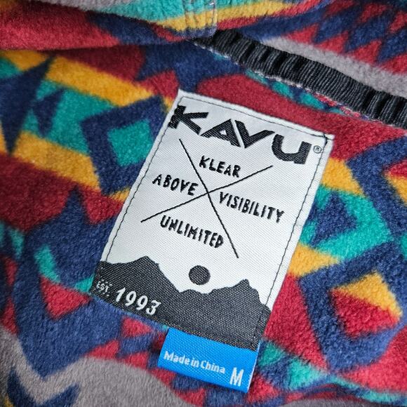 KAVU Overlook Polar Fleece Poncho Hoodie Aztec Cozy Oversize Southwestern Medium - Picture 5 of 12